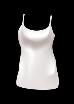 Plain white female vest top with black background