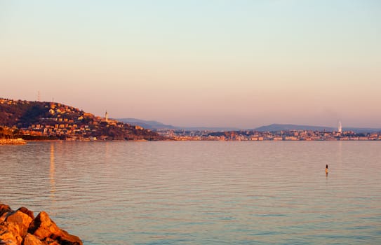 View of Trieste at sunset