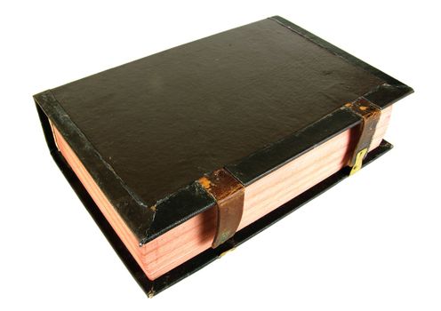 The ancient book in leather reliure on a light background