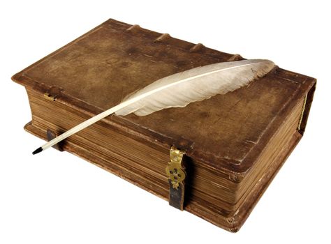 The ancient book and old goose feather