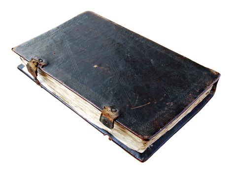 The ancient book in leather reliure on a light background