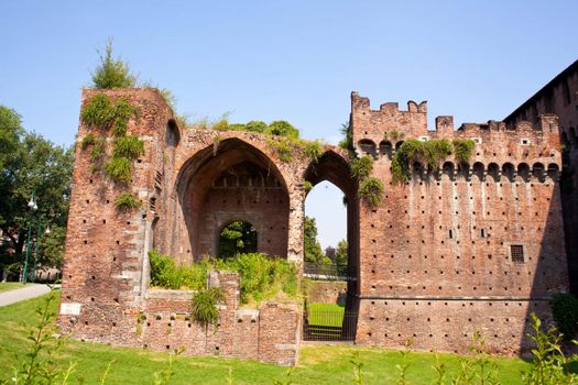 Ruins of the Sforzesco castle in Milan, Italy