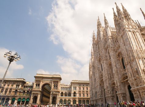 View of the Milan cathedral and Vittorio Emanuele II gallery, Italy