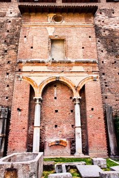 Ruins of the Sforzesco castle in Milan, Italy