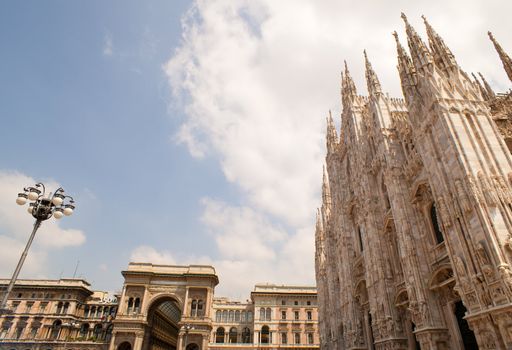 View of the Milan cathedral and Vittorio Emanuele II gallery, Italy