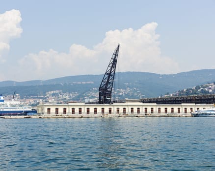 Crane in the Trieste harbour - Italy