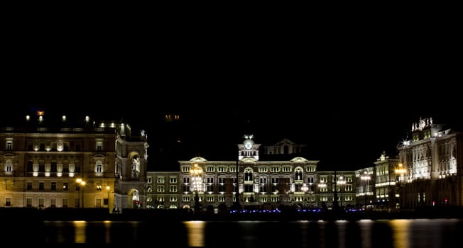 Night view of Piazza unità d'Italia, Trieste