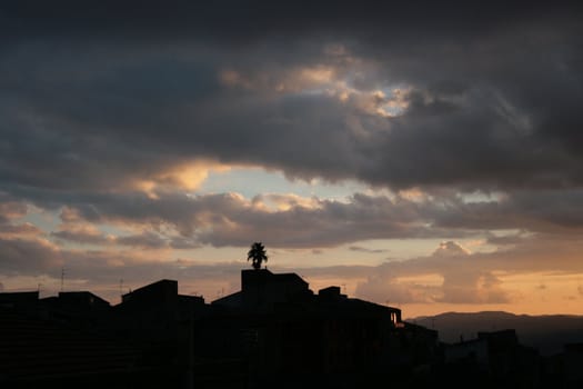 View of Leonforte at sunset - Sicily