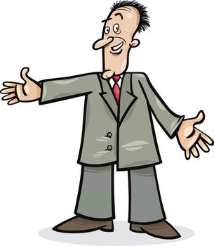 cartoon illustration of funny man in suit