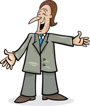 cartoon illustration of funny man in suit