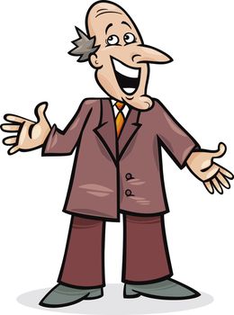 cartoon illustration of funny man in suit