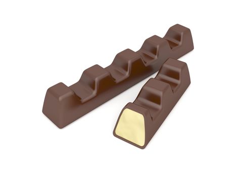 Milk chocolate bars filled with white chocolate