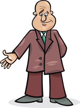 cartoon illustration of funny man in suit