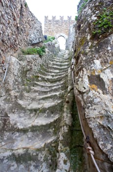 Old staircas, Medieval castle of Sperlinga, Sicily - Italy
