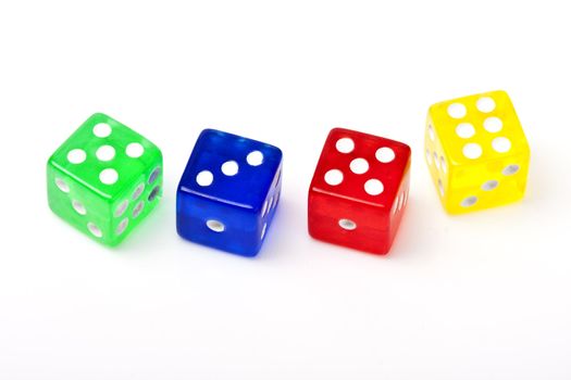 Four color of dice group object on the white background