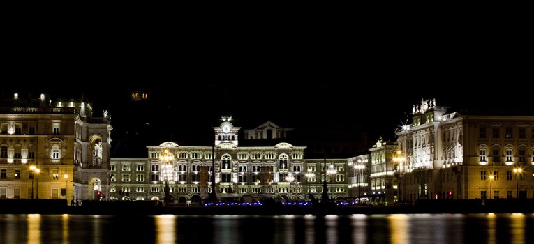 Night view of Piazza unità d'Italia, Trieste