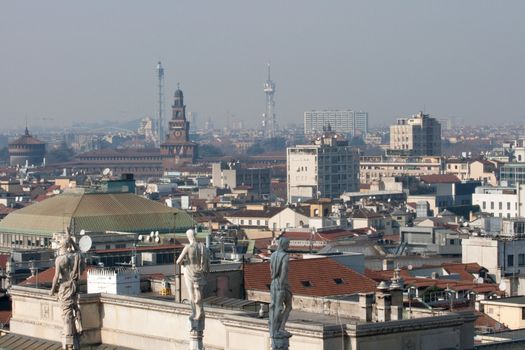 View of city, Milan cathedral