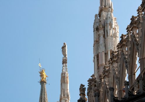 Gold statue of virgin mary, Milan cathedral - Italy