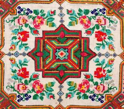 embroidered good by cross-stitch pattern. ukrainian ethnic ornament