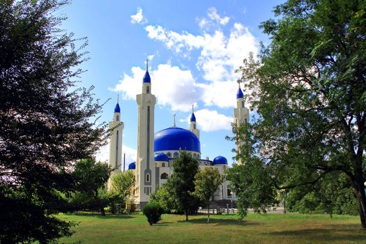 Summer landscape with Islam temple of the South Russia