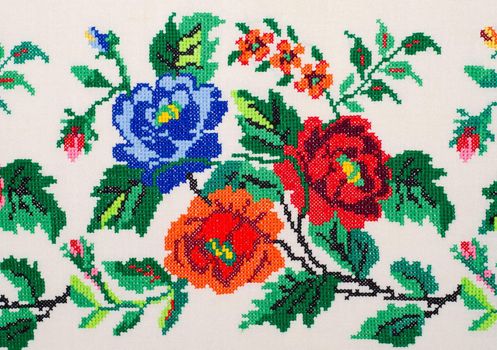 embroidered good by cross-stitch pattern. ukrainian ethnic ornament