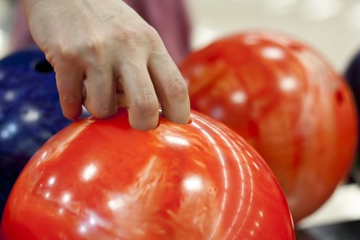 Closeup photo of bowling balls. Shallow focus.