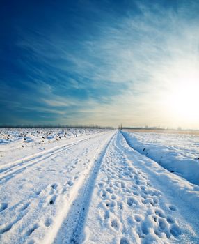 rural road under snow