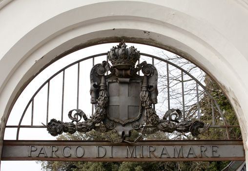 Coat of arms on the gate, Miramare castle. Trieste