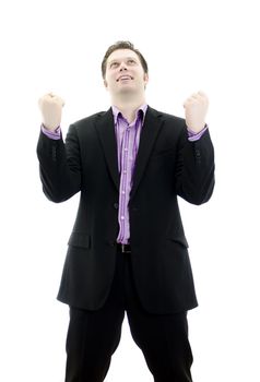 Portrait of a Happy young business man. Isolated on white background with copy space.