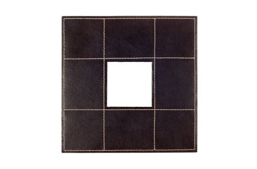 Leather picture frame isolated on white background.
