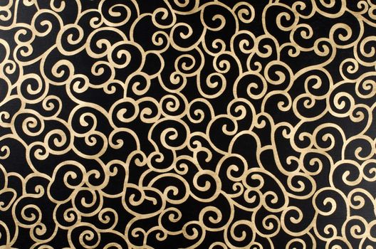 Golden abstract seamless arabesque  on black background.