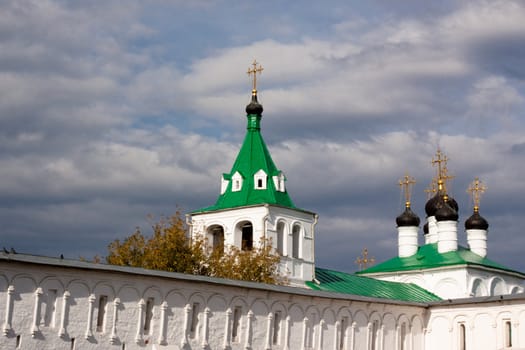 An orthodox monastery: a wall and two churches
