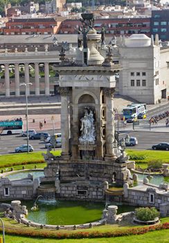 Fountain landmark of square of Spain, Barcelona, Spain