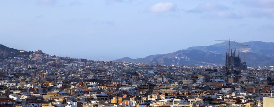 panorama architecture of Barcelona, Spain