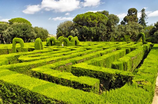 Park Labyrinth landscape in Barcelona, Spain