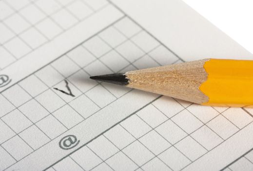 pencil writing checking the questionnaire