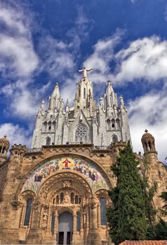 Jesus Christ on the Temple del Sagrat Cor Tibidabo. Barcelona