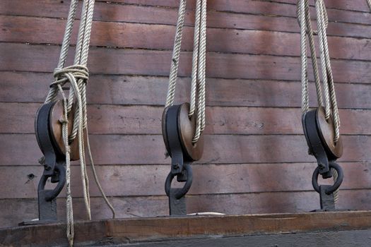 ship rigging in old galleon