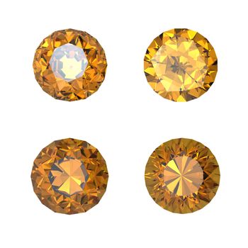 Round citrine isolated on white background. Gemstone