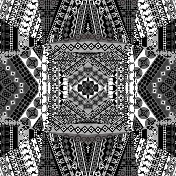 Background with mosaic of African black and white patterns