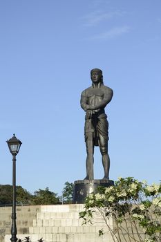 30 feet bronze statue of Philippine hero named Lapu-lapu, located at Rizal park Manila.