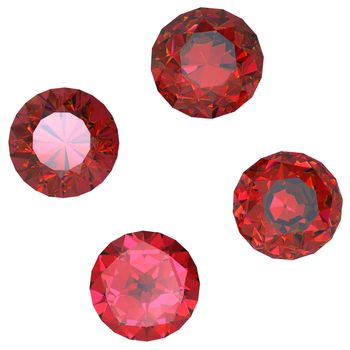 Round garnet isolated on white background. Gemstone