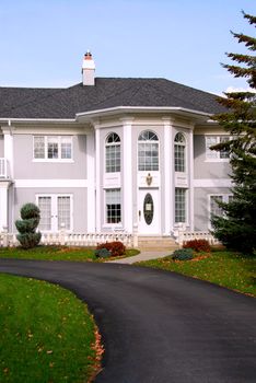 Beautiful mansion in grey and white color