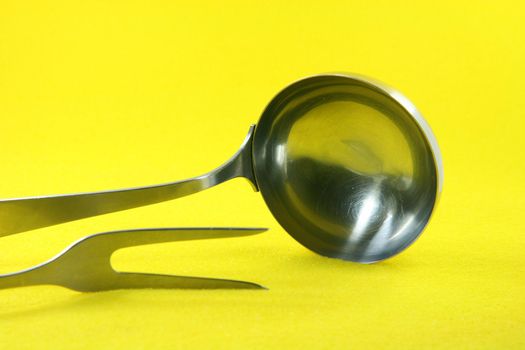 food and restaurants concepts cooking tools in yellow background