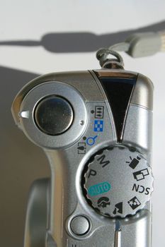 Close up of a digital camera.
