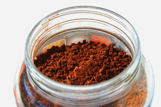 Close up of a coffee in a jar.
