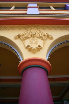 Close up of a unique column of a building.

