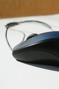 Close up of a computer mouse.
