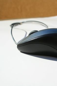 Close up of a computer mouse.
