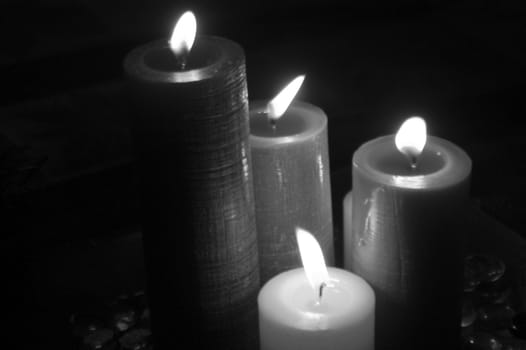                                 Hot candle shown in black and white
